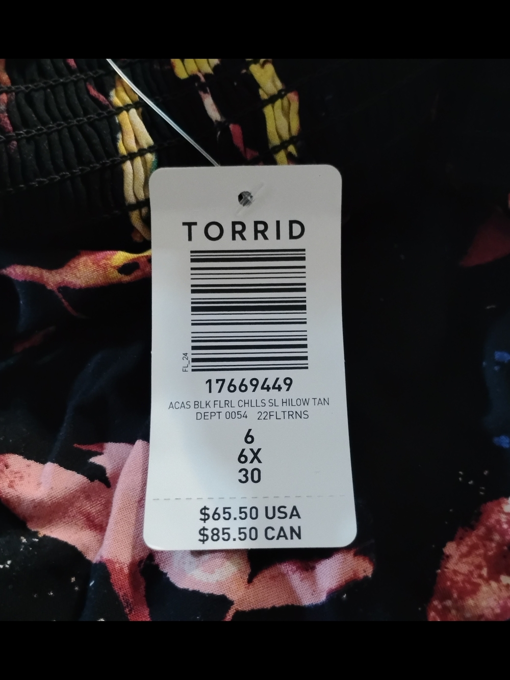 torrid Black Floral Dress with Pink, Orange, and Yellow Accents
